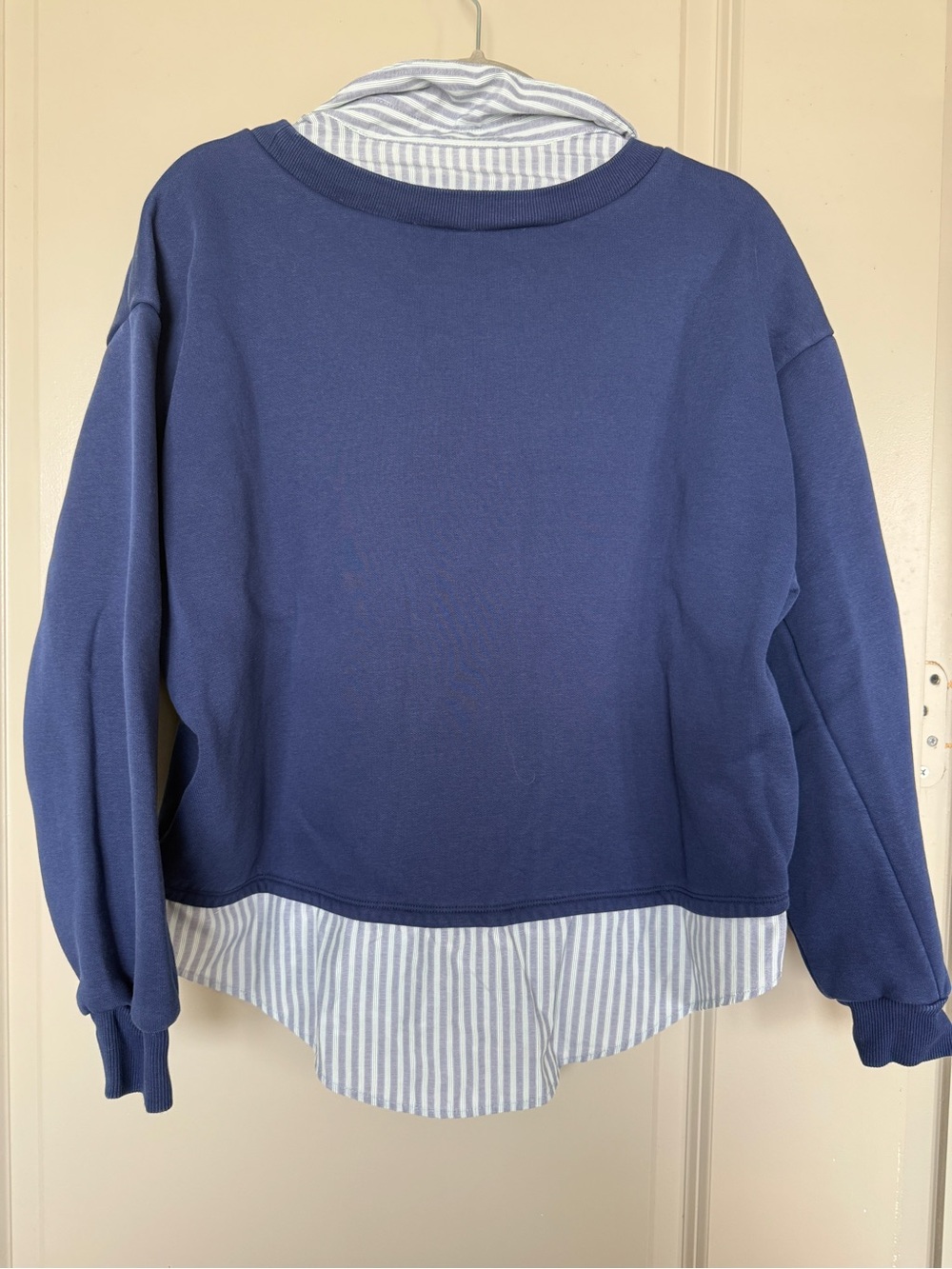 MAEVE ANTHROPOLOGIE Layered Button Down Sweatshirt Pullover Oversized Twofer M - Picture 9 of 9